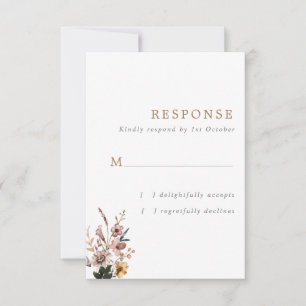 Boho Fall Wild Blume - Vertikale Hochzeit RSVP Karte