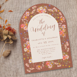 Boho Fall Wildblume Arch Burnt Orange Wedding Einladung
