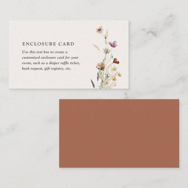 Boho Fall Wildblume Babydusche nach Maß Begleitkarte (Vorne/Hinten)