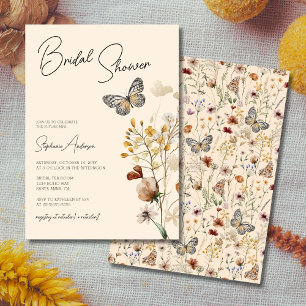 Boho Fall Wildblume Brautparty Einladung