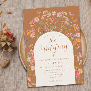 Boho Fall Wildblume Butterfly Wedding Einladung
