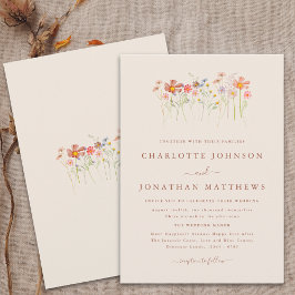 Boho Fall Wildblume Terracotta Beige Hochzeit Einladung