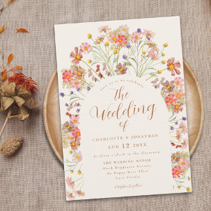 Boho Fall Wildblume Terracotta Wedding Einladung