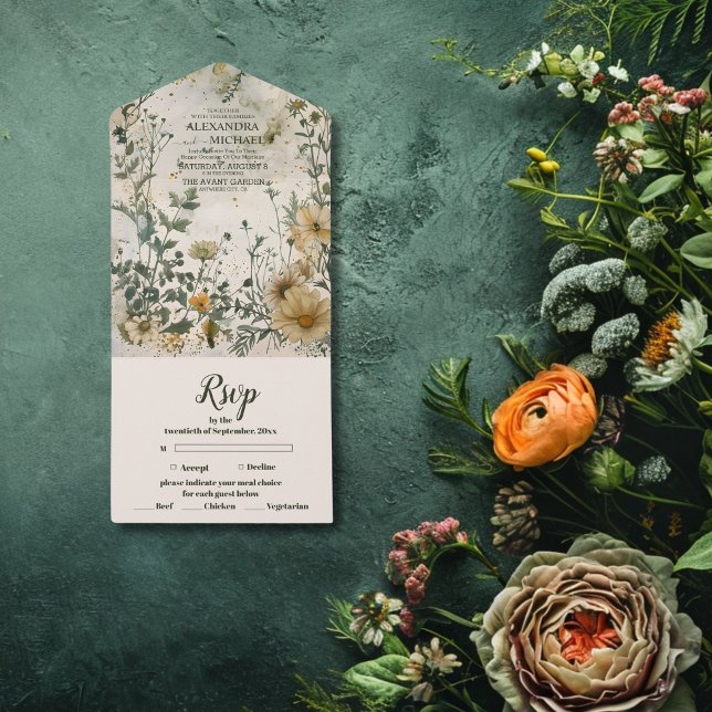 Boho Fall Wildblume Wedding All In One Einladung (Von Creator hochgeladen)
