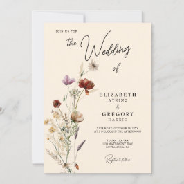 Boho Fall Wildblume Wedding Einladung