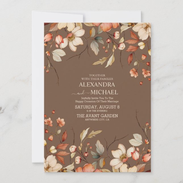 Boho Fall Wildblume Wedding Einladung (Vorderseite)