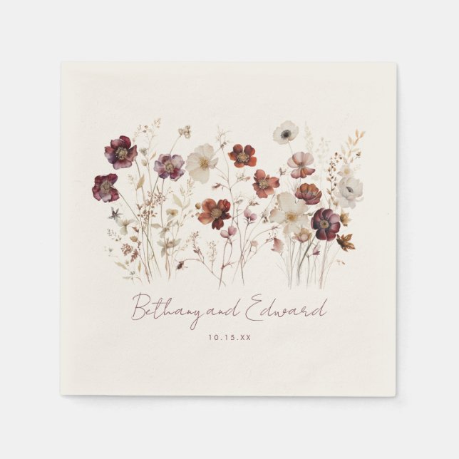 Boho Fall Wildblume Wedding Serviette (Vorderseite)