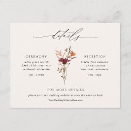 Boho Fall Wildblumen Hochzeitdetails Begleitkarte