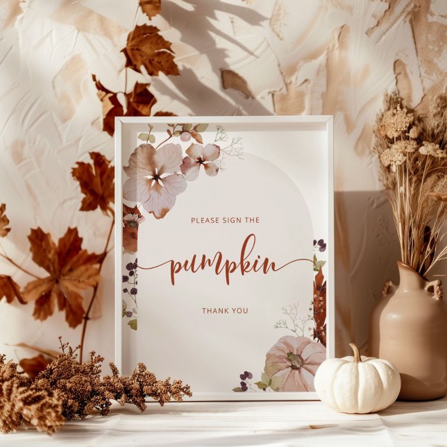 Boho Fallbogen Bitte unterzeichnen Sie das Kürbisz Poster (Von Creator hochgeladen)