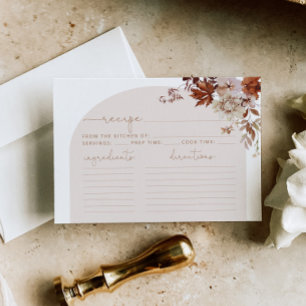 Boho fallen Rezept-Karte. Elegante Arche Rezept Ka