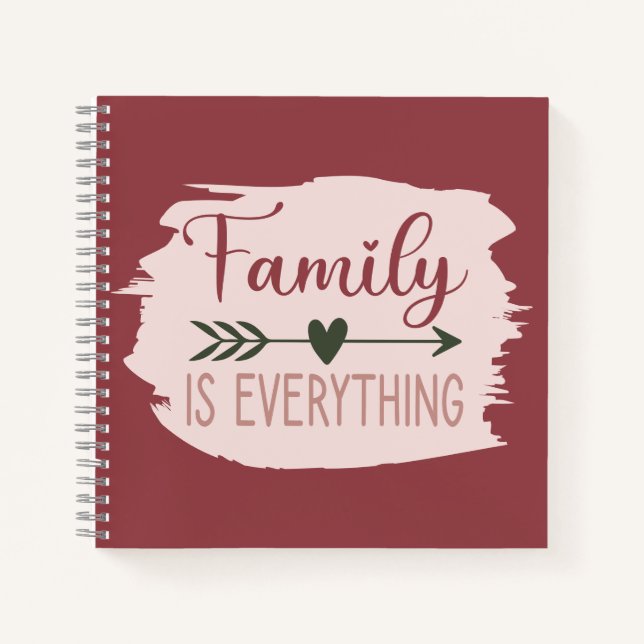 Boho Familie ist alles Dusty Pink Brush Stroke Notizbuch (Vorderseite)