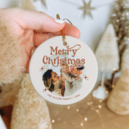 Boho Family Foto Frohe Weihnachtsfeier Keramik Ornament