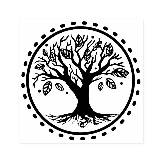 Boho Family Tree Feathers Genealogie Gummistempel (Prägung)