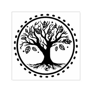 Boho Family Tree Feathers Genealogie Permastempel