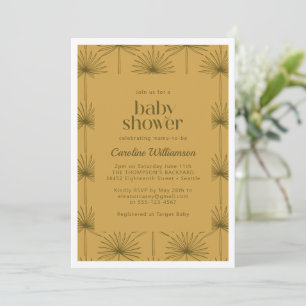 Boho Fan Palm Leaf Botanische Mustard Baby Dusche Einladung