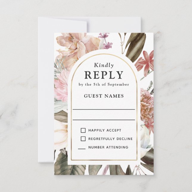 Boho Fantasy Watercolor Floral Wedding RSVP (Vorderseite)