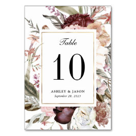 Boho Fantasy Watercolor Floral Wedding Tischnummer