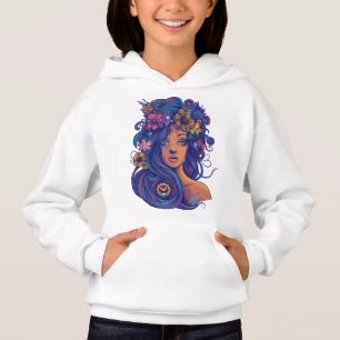 Boho Fantasy Woman mit Blumenhaar Hoodie