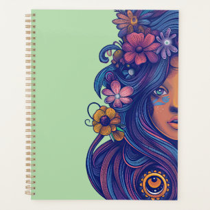 Boho Fantasy Woman mit Blumenhaar Planer