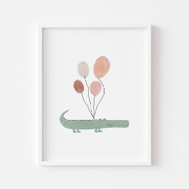 Boho Farbe Alligator mit Balloons Poster
