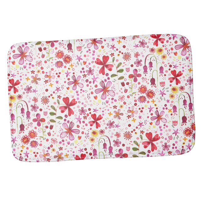 Boho farbenfroh badematte (Watercolor wildflower art bath mat)