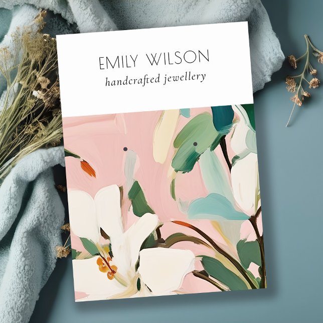 Boho farbenfroh rosa Aquamarin gestrichen Blumenoh Visitenkarte (Von Creator hochgeladen)