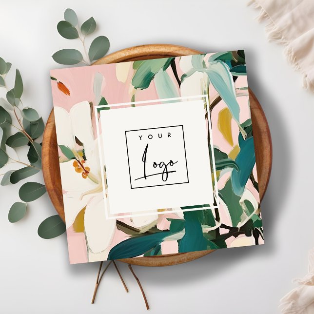 Boho farbenfroh rosa Aquamarines grün gestrichenes Quadratische Visitenkarte (Von Creator hochgeladen)