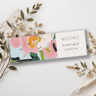 Boho farbenfroh rosa Blauer farbenfroher Blütenohr Mini Visitenkarte