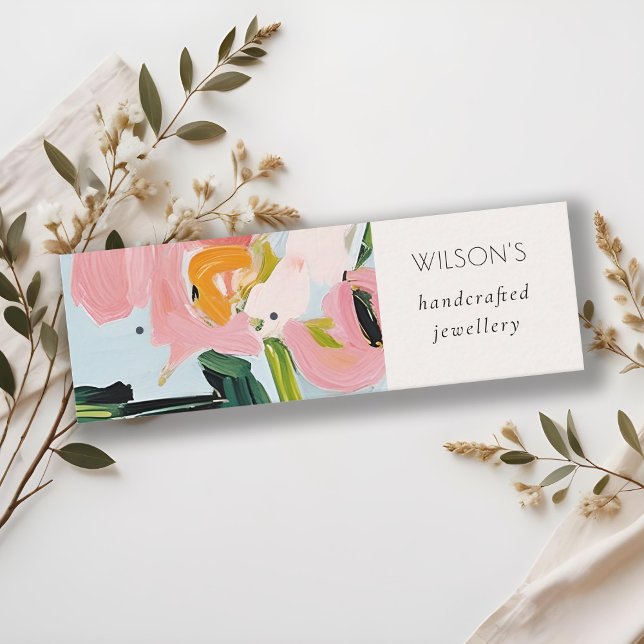 Boho farbenfroh rosa Blauer farbenfroher Blütenohr Mini Visitenkarte (Von Creator hochgeladen)