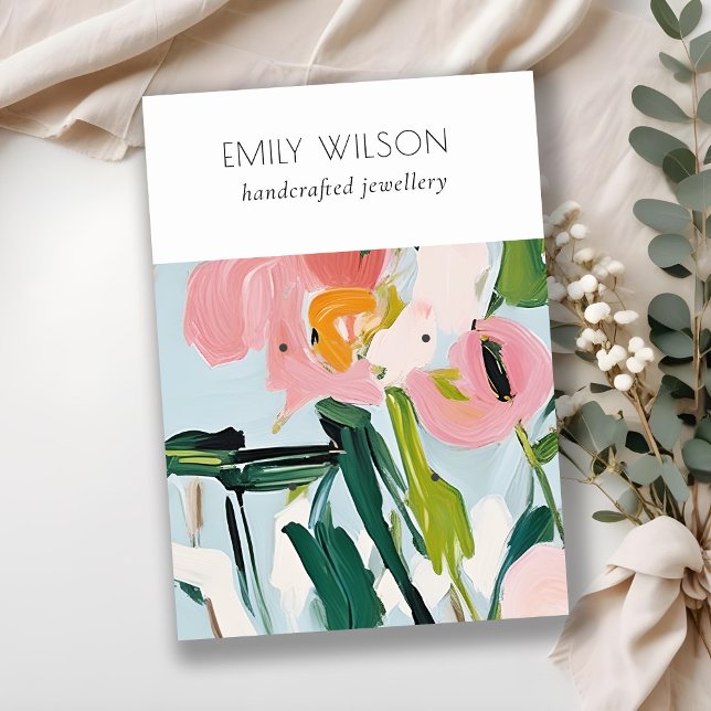 Boho farbenfroh rosa Blauer farbenfroher Blütenohr Visitenkarte (Von Creator hochgeladen)