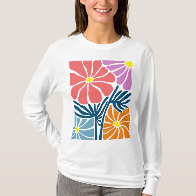 Boho farbenfrohe Blätter und Blume T - Shirt Desig (Vorderseite)