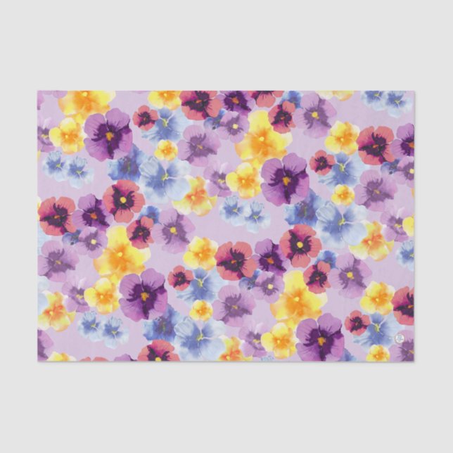 Boho farbenfrohe Blume Lila Pansy Lavendel Kunstha Seidenpapier (Vorderseite)