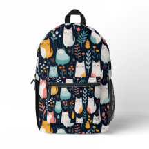 Boho farbenfrohe Katzen und Blätter Muster