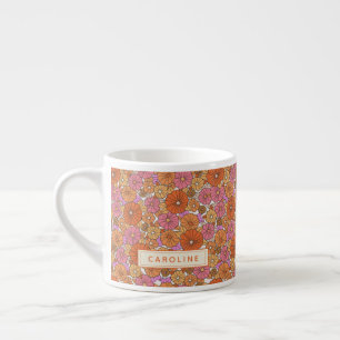 Boho farbenfrohe Retro-Blume Niedlich orange rosa  Espressotasse