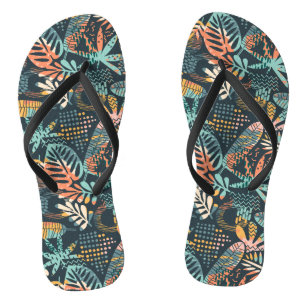 Boho farbenfrohe tropische Blätter Flip Flops