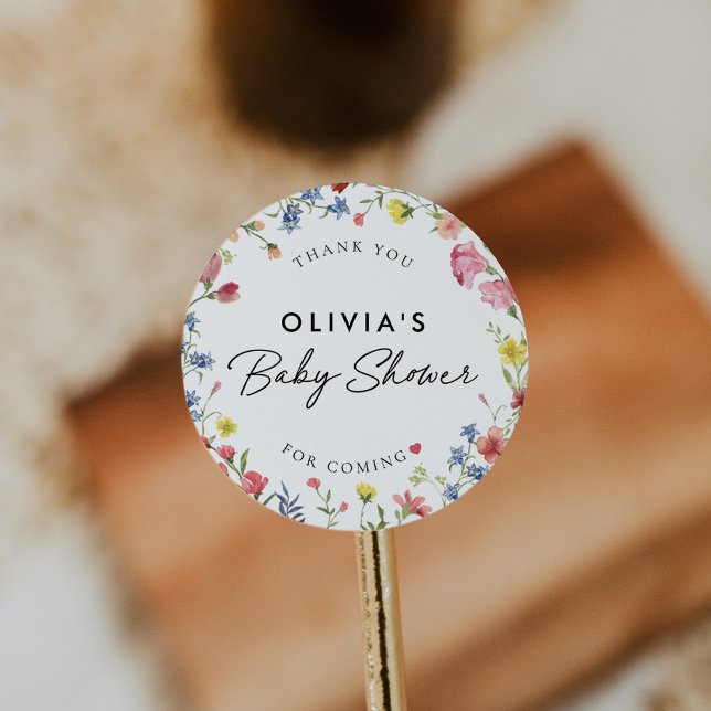 Boho farbenfrohe Wildblume Märchenhaus Kinderdusch Runder Aufkleber (Von Creator hochgeladen)