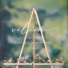 Boho farbenfrohe Wildblumen Hochzeit Willkommen Acrylschild
