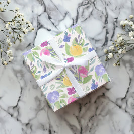 Boho Farbige Frühlingsblütenmuster Geschenkpapier