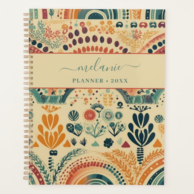 Boho Farbige Regenbogen-Name benutzerdefiniert Planer (Vorderseite)