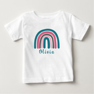 Boho farbiger Regenbogen mit Personalisiertem Name Baby T-shirt