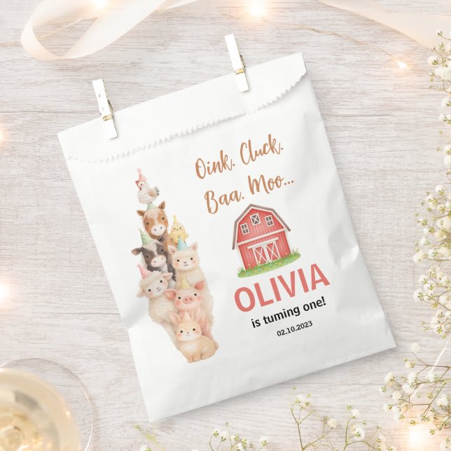 Boho Farm Animal 1st Birthday |Cute Rustic Barnyad Geschenktütchen (Ausgeschnitten)