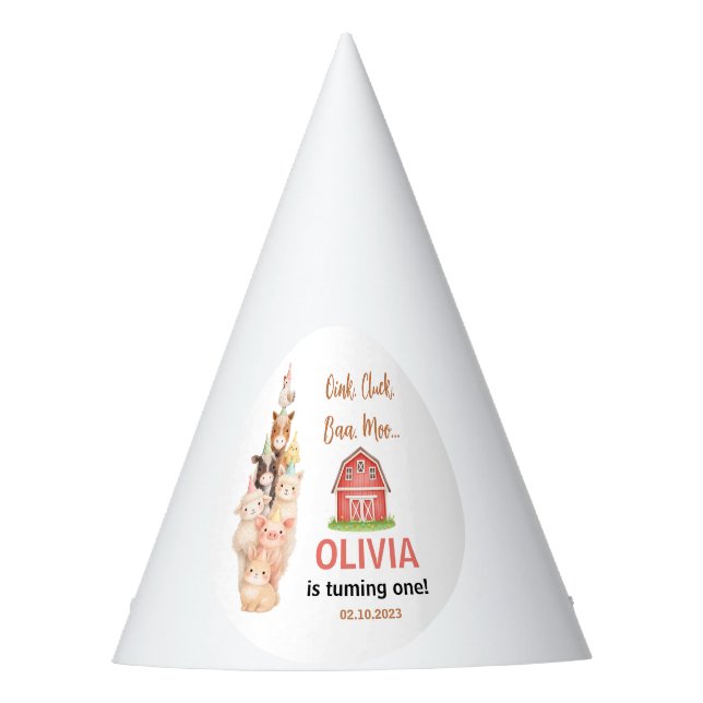 Boho Farm Animal 1st Birthday |Cute Rustic Barnyad Partyhütchen (Vorderseite)