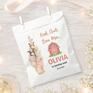 Boho-Farm-Tier 1. Geburtstag Cute Rustic Barnyad Geschenktütchen