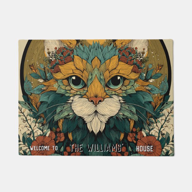Boho Fatcat Katzenmutter Vater Home Flat Einweihun Fußmatte (Vorderseite)