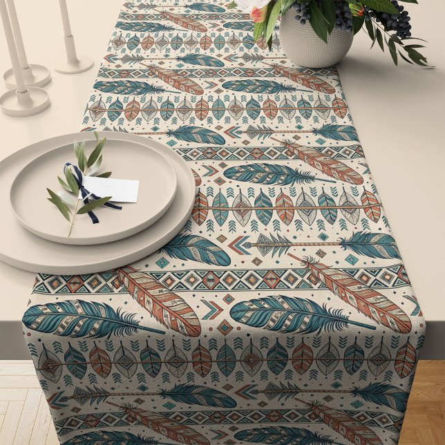 Boho Feather Arrow Table Runner-Wohngestaltung Großer Tischläufer (Boho Feather Arrow Table Runner Home Decor)