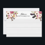 Boho Feather Beautiful Floral Advisor Cards Hinweiskarte<br><div class="desc">Boho Feather Beautiful Floral Advisor Cards</div>