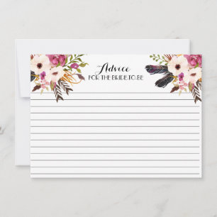 Boho Feather Beautiful Floral Advisor Cards Hinweiskarte