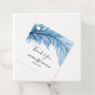 Boho Feather Blue & White Wedding Vielen Dank Geschenkanhänger
