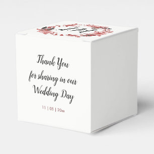 Boho Feather Burgundy Rose Wreath Monogram Geschenkschachtel