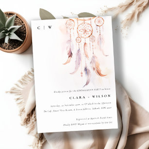 Boho Feather Dreamcatcher Wasserfarbene Verlobung Einladung